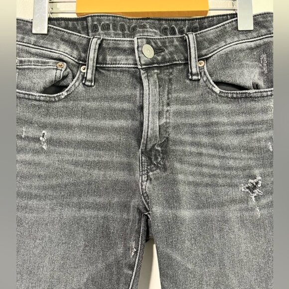 American Eagle Men’s AirFlex 360 Black Distressed Jeans Size 30x32 - Picture 7 of 14